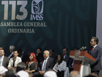 Zoe Robledo, general director of the Mexican Institute of Social Security (IMSS), during the 113 Ordinary Assembly of the IMSS and report on...