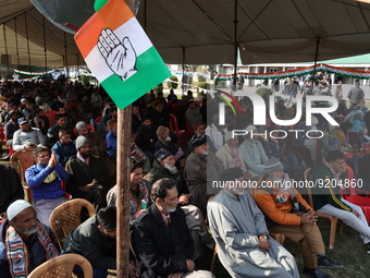 Congress workers take part in one day convention under the leadership of party JK president Vikar Rasool Wani at Dak Banglow Baramulla Jammu...