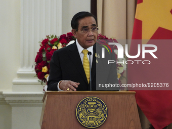 Prime Minister Prayut Chan-o-cha during a press conference at Government House in Bangkok, Thailand, 16 November 2022. (