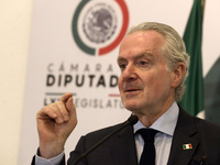 The president of the Mexican Chamber of Deputies, Santiago Creel Miranda, offers a press conference at the San Lazaro Legislative Palace in...