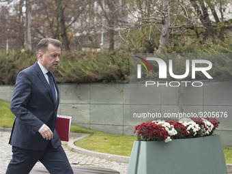 Mariusz Kaminski Minister of National Defence seen during Polish National Security Council in response to shells explosion in Przewodow vill...