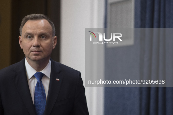 Andrzej Duda President of Poland seen during Polish National Security Council in response to shells explosion in Przewodow village in Lubels...