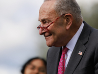 Majority Leader of the U.S. Senate Chuck Schumer heads to speak at a press conference outside of the U.S. Capitol in Washington, D.C. on Nov...