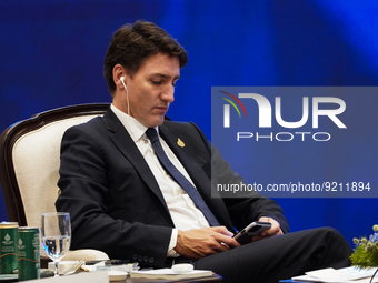 Canada Prime Minister Justin Trudeau attends the APEC Leader's Dialogue with APEC Business Advisory Council during the APEC 2022 in Bangkok,...