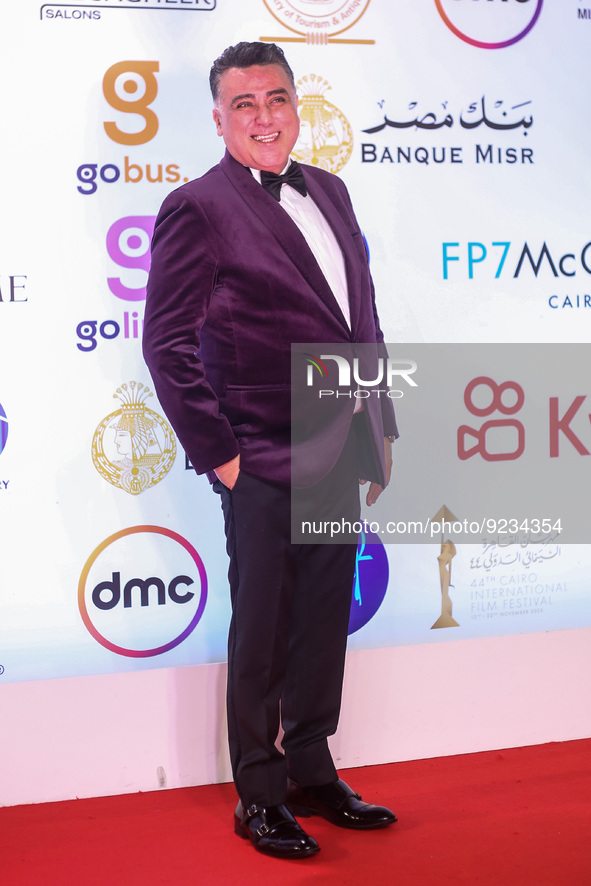  Egyptian actorTamer habib attends the end of the 44th Cairo International Film Festival at Cairo Opera House on November 22, 2022 in Cairo,...