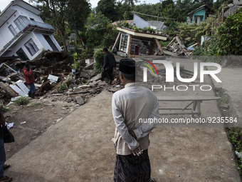The view of Sarampad village after hit by M 5.6 earthquake in Cianjur, West Java province, on Wednesday, November 23, 2022. The M 5.6 earthq...