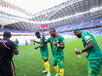 Martin Hongla (CMR), Tolo Nouhou (CMR), Nicolas Nkoulou (CMR) during the World Cup match between Switzerland vs Cameroon , in Doha, Qatar, o...