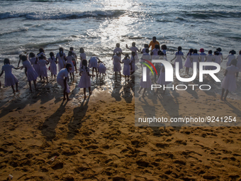 School Children play at gallface beach near Colombo, Sri Lanka November 24, 2022
Sri Lanka's 250-member parliament approved the unprecedent...
