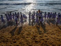 School Children play at gallface beach near Colombo, Sri Lanka November 24, 2022
Sri Lanka's 250-member parliament approved the unprecedent...