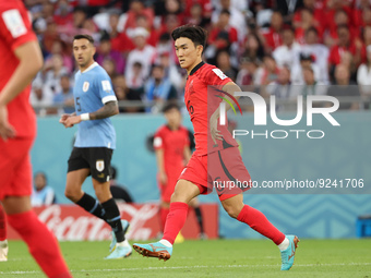 Hwang In-Beom of South Korea during the FIFA World Cup 2022, Group H football match between Uruguay and Korea Republic on November 24, 2022...