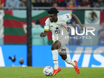 Mohammed Kudus Attacking Midfield of Ghana and Ajax Amsterdam in action during the FIFA World Cup Qatar 2022 Group H match between Portugal...