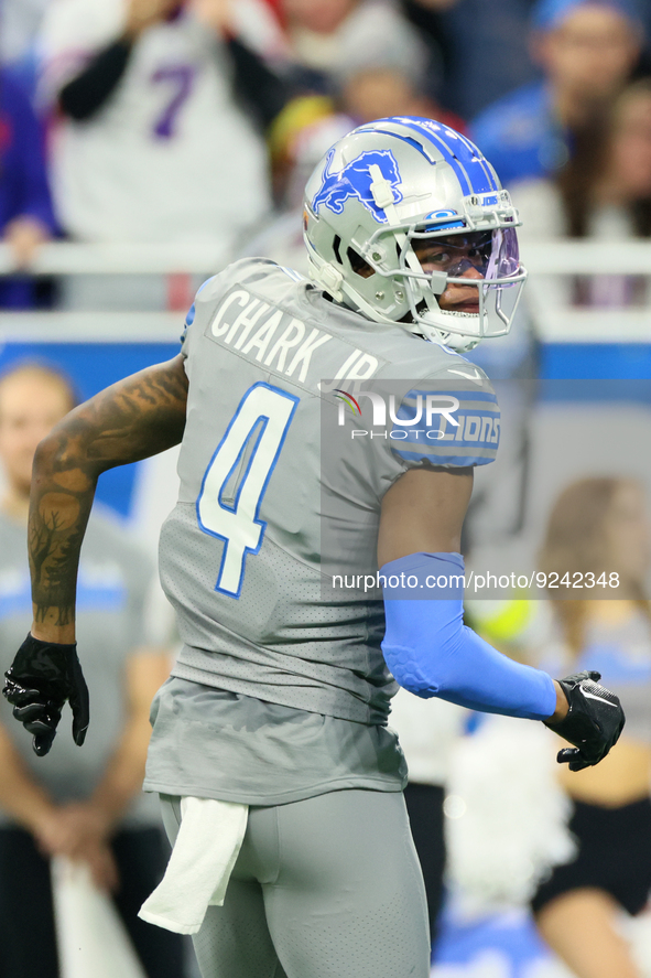 Detroit Lions wide receiver DJ Chark (4) runs on the field looking for the pass during an NFL football game between the Detroit Lions and th...