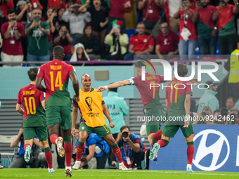 (7) CRISTIANO RONALDO of Portugal team celebrate after score first goal on match during FIFA World Cup Qatar 2022  Group H football match be...