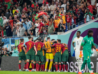 (15) of Portugal team celebration with teammate after score third goal during FIFA World Cup Qatar 2022  Group H football match between Port...