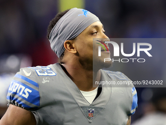 Detroit Lions cornerback Mike Hughes (23) runs off the field at the conclusion of an NFL football game between the Detroit Lions and the Buf...