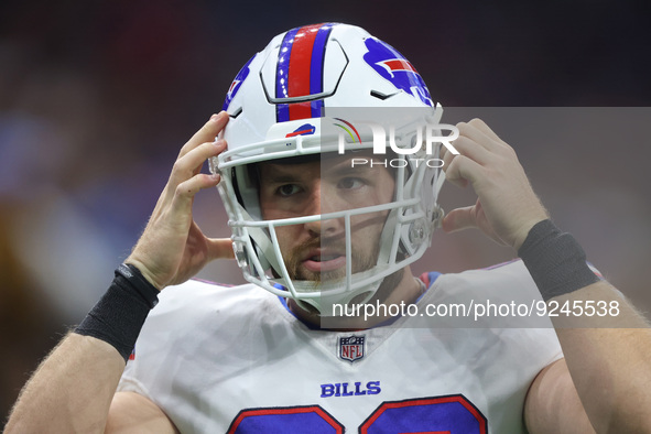 Buffalo Bills long snapper Reid Ferguson (69) is seen during the first half of an NFL football game between the Detroit Lions and the Buffal...