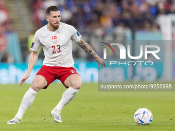 Pierre-Emile Hojbjerg  during the World Cup match between France vs Denmark, in Doha, Qatar, on November 26, 2022. (