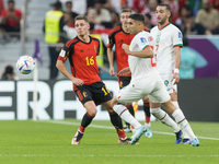 Thorgan Hazard , Achraf Hakimi  during the World Cup match between Belgium vs Morocco, in Doha, Qatar, on November 27, 2022. (