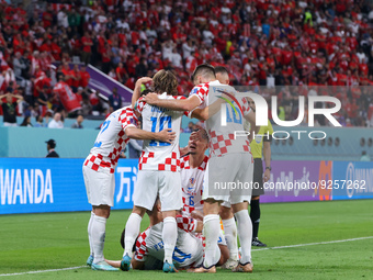 Josip Juranovic (CRO), Luka Modric (CRO), Bruno Petkovic (CRO), after goal Andrej Kramaric (CRO) during the World Cup match between Croatia...