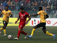 Midfielder Tana (L) and  Midfielder Wadudu (R) in action during the match between Real Kashmir FC and Churchill Brothers FC  in Srinagar,Kas...