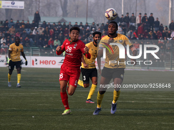 Lamine Moro (R) of Real Kashmir FC in action during the match between Real Kashmir FC and Churchill Brothers FC  in Srinagar,Kashmir on Nove...