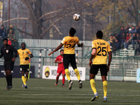Jestin George (C) of Real Kashmir FC in action during the match between Real Kashmir FC and Churchill Brothers FC  in Srinagar,Kashmir on No...