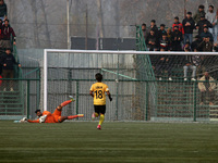 Goalkeeper Albino Gomes of Churchill Brothers FC in action during Hero I-League football tournament, at TRC ground in Srinagar,Kashmir on No...