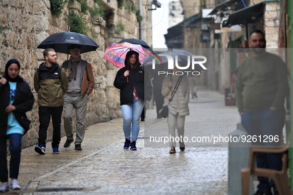Rainy weather in the city of Jerusalem, Israel, on November 29, 2022. 