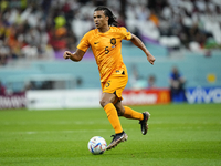 Nathan Ake centre-back of Netherlands and Manchester City in action during the FIFA World Cup Qatar 2022 Group A match between Netherlands a...