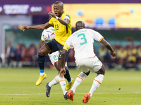 Enner Valencia , Kalidou Koulibaly  during the World Cup match between Ecuador vs Senegal in Doha, Qatar, on November 29, 2022. (