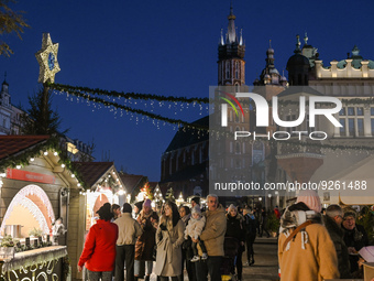 View of Christmas decorations at the Christmas Market on the Main Market Square in Krakow.
On Monday, November 28, 2022, in Krakow, Lesser P...