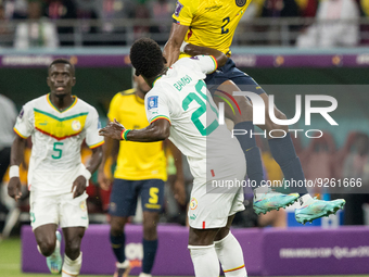 Bamba Dieng , Felix Torres  during the World Cup match between Ecuador vs Senegal in Doha, Qatar, on November 29, 2022. (
