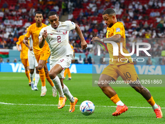 Miguel Pedro (QAT), Memphis Depay (NED) during the World Cup match between Netherlands v Qatar , in Doha, Qatar, on November 29, 2022.
NO US...
