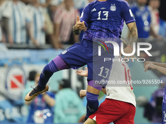 Cristian Romero centre-back of Argentina and Tottenham Hotspur in action during the FIFA World Cup Qatar 2022 Group C match between Poland a...