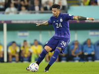 Enzo Fernandez central midfield of Argentina and SL Benfica does passed during the FIFA World Cup Qatar 2022 Group C match between Poland an...