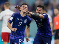 Julian Alvarez , Enzo Fernandez , celebration during the World Cup match between Poland vs Argentina in Doha, Qatar, on November 30, 2022. (
