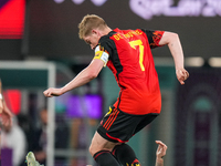 (7) DE BRUYNE Kevin of team Belgium battle for possession with (11) BROZOVIC Marcelo of team Croatia during the FIFA World Cup Qatar 2022 Gr...