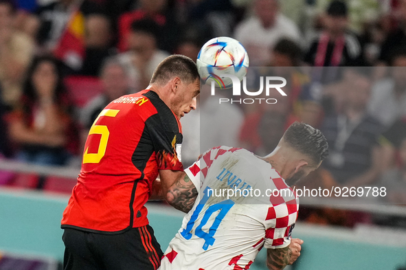 (5) VERTONGHEN Jan of team Belgium battle for ball with (14) LIVAJA Marko of team Croatia during the FIFA World Cup Qatar 2022 Group F match...