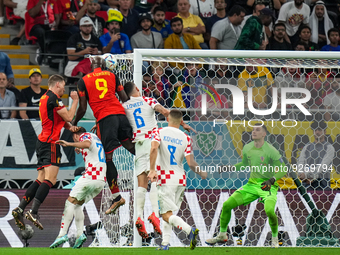 (9) LUKAKU Romelu of team Belgium trying to score during the FIFA World Cup Qatar 2022 Group F match between Croatia and Belgium at Ahmad Bi...