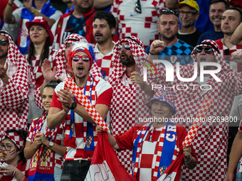 Fans of team Croatia during the FIFA World Cup Qatar 2022 Group F match between Croatia and Belgium at Ahmad Bin Ali Stadium on 1 December 2...
