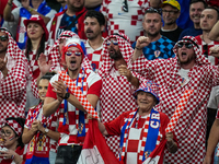 Fans of team Croatia during the FIFA World Cup Qatar 2022 Group F match between Croatia and Belgium at Ahmad Bin Ali Stadium on 1 December 2...