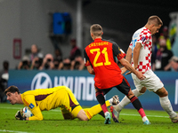 (1) COURTOIS Thibaut goalkeeper of team Belgium save the ball during the FIFA World Cup Qatar 2022 Group F match between Croatia and Belgium...