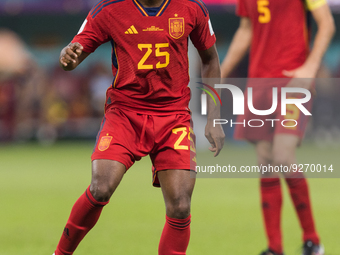 Ansu Fati  during the World Cup match between Japan vs Spain in Doha, Qatar, on December 1, 2022. (