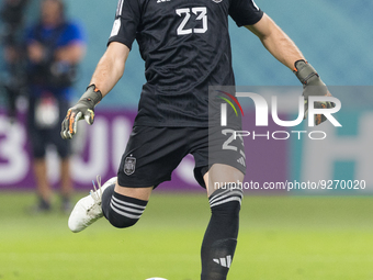 Unai Simon  during the World Cup match between Japan vs Spain in Doha, Qatar, on December 1, 2022. (