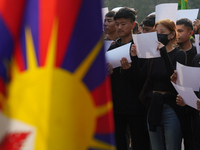 Members of Tibetan Youth Congress organize a 
