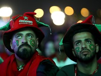 Fans of Morocco Reacts during the FIFA World Cup 2022 Qatar Fan Festival Match between Morocoo V Canda at Al Bidda Park on December 1, 2022...