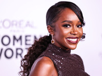American actress Aja Naomi King arrives at the L'Oreal Paris' Women Of Worth Celebration 2022 held at The Ebell of Los Angeles on December 1...