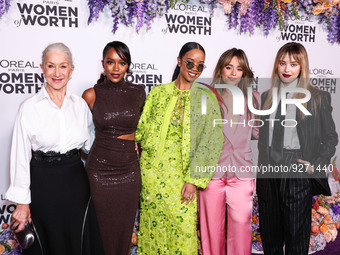 Helen Mirren, Aja Naomi King, Camila Cabello, H.E.R. (Gabriella Sarmiento Wilson) and Katherine Langford arrive at the L'Oreal Paris' Women...