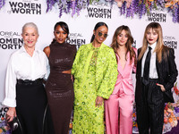 Helen Mirren, Aja Naomi King, Camila Cabello, H.E.R. (Gabriella Sarmiento Wilson) and Katherine Langford arrive at the L'Oreal Paris' Women...