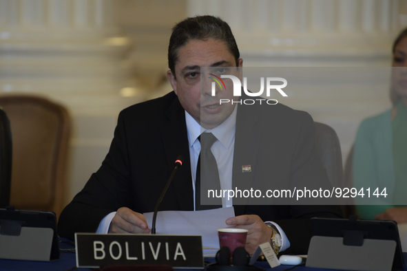 The Bolivias Ambassador to Organization of the Amarican State(OAS) Hector Arce Zaconeta speaks about Human Right and Peruvian crisis during...